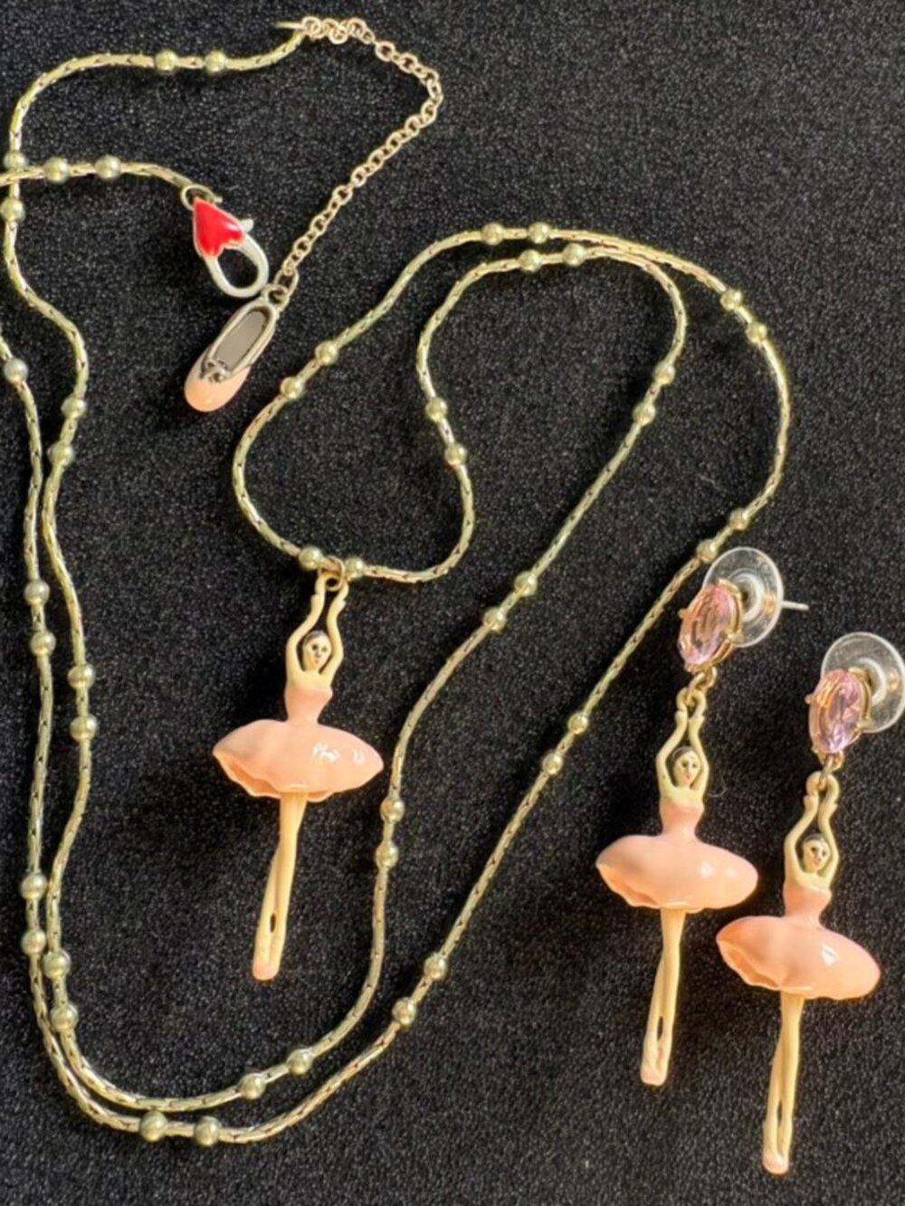 PINK Ballerina Earrings and Necklace Set